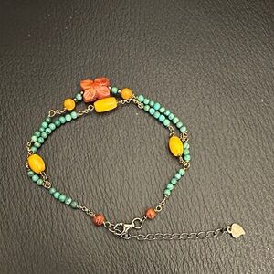 Turquoise and Orange Beaded Bracelet